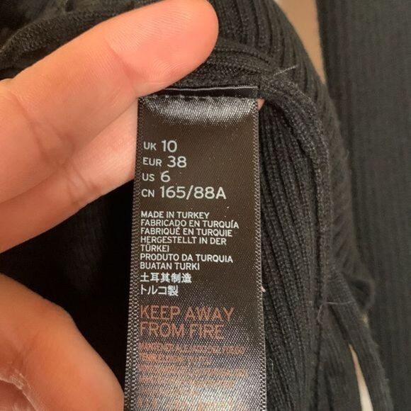 Topshop Black Ribbed Front Cage Tie-Up Long Sleeved Top - Picture 7 of 8